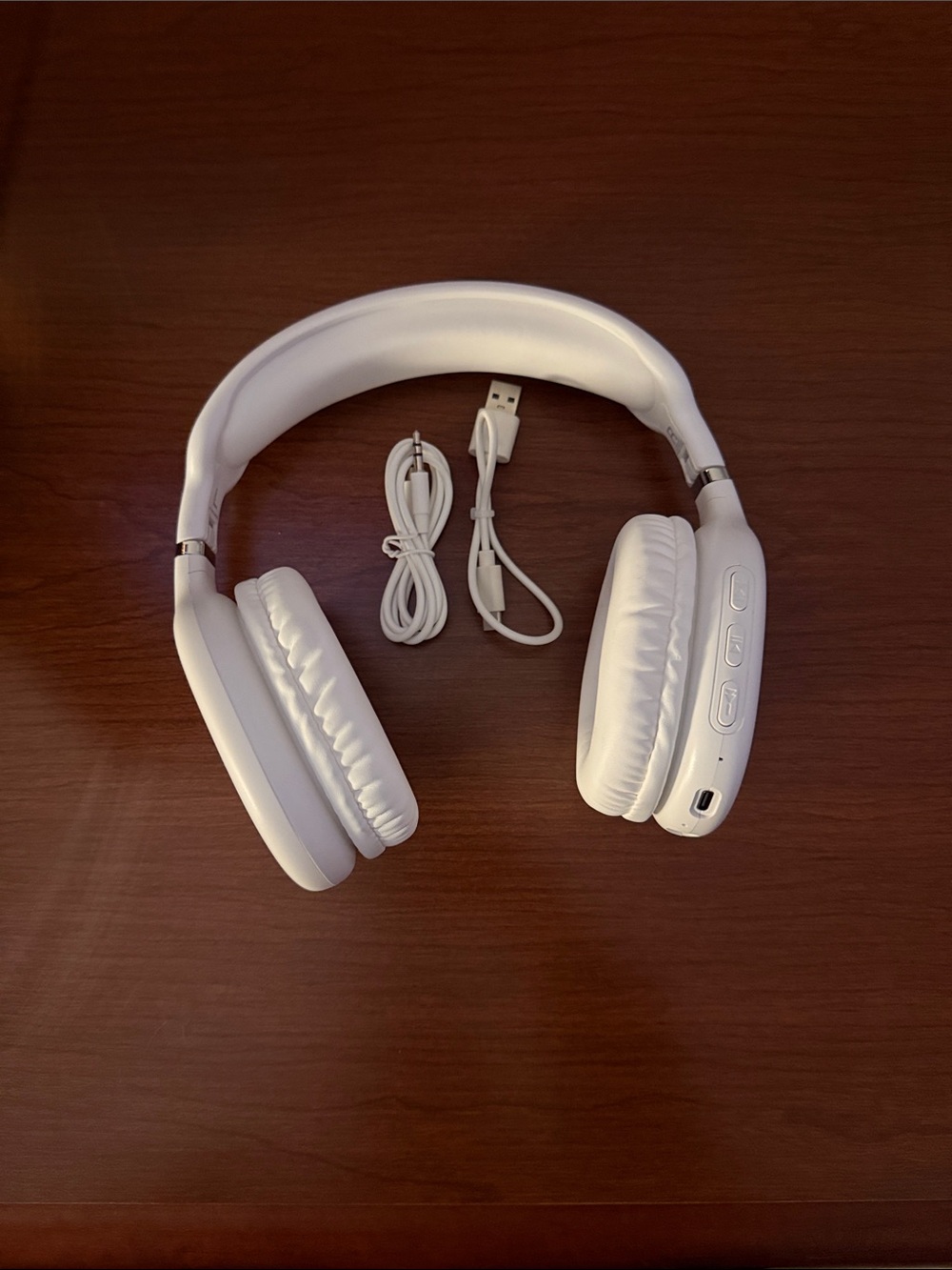 Wireless Over-Ear Headphones โ White with Built-In Controls